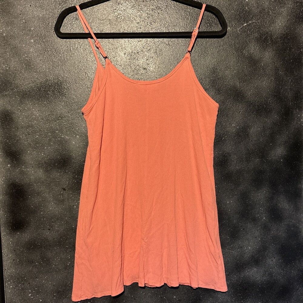 Anthropoligie Salty Lemon Tunic Tank Top Long Coral Pink Lined Summer Small
